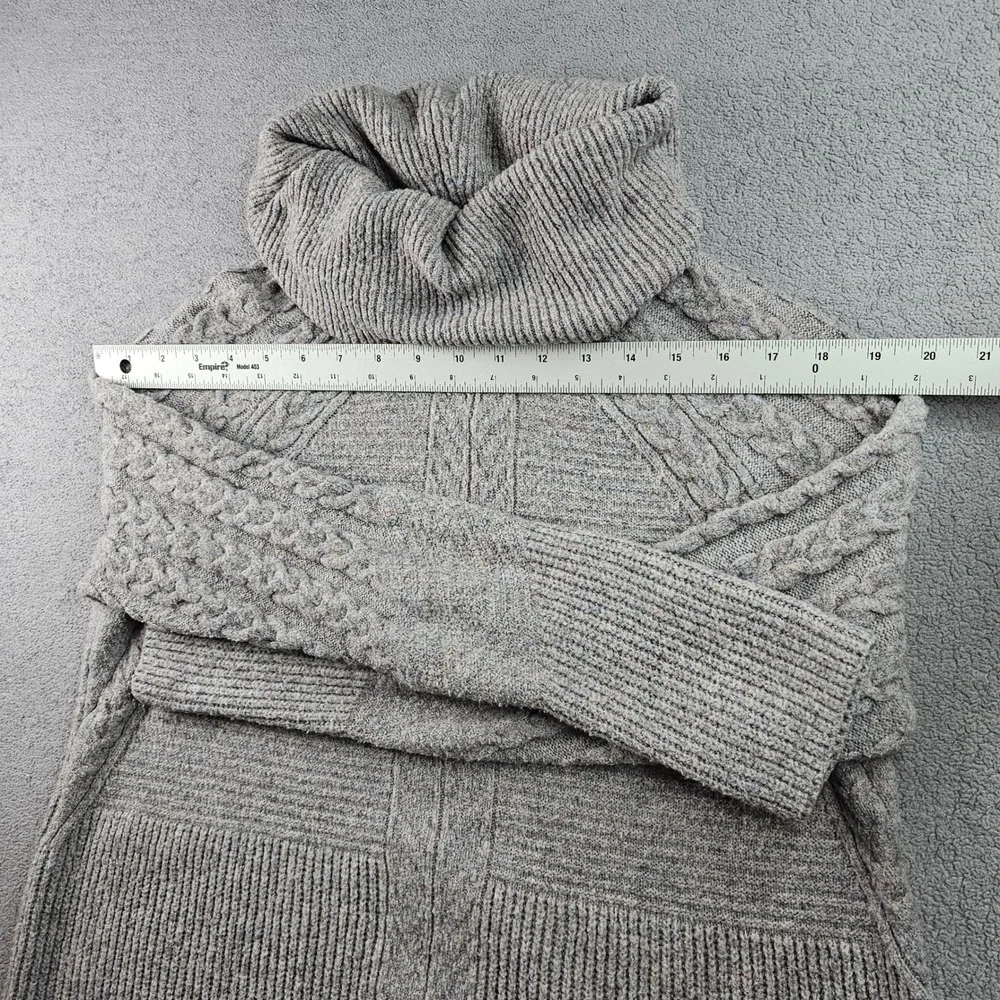 Liz Claiborne Sweater Women L Gray Soft Marled Cable Knit Long Sleeve Turtleneck
